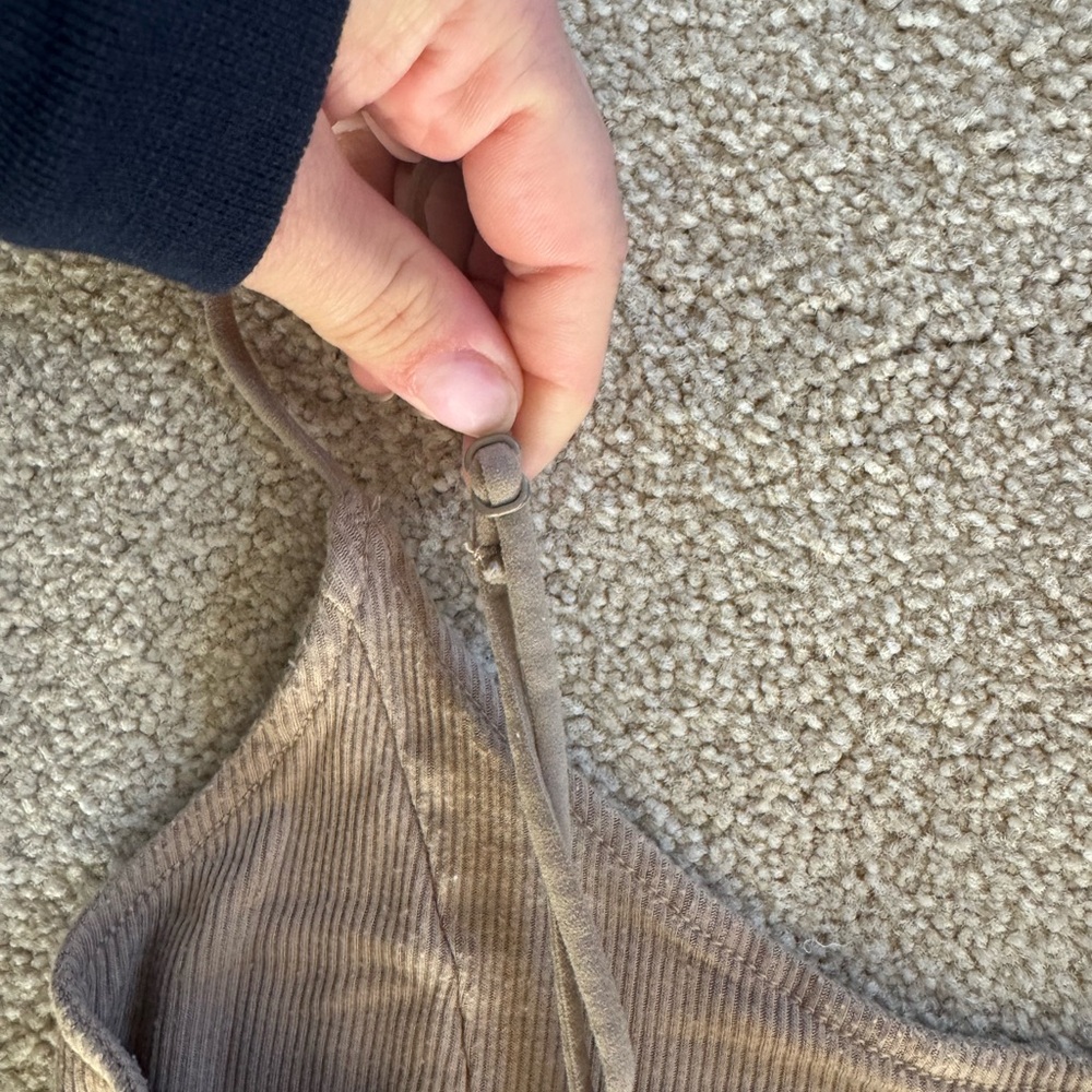American Eagle Outfitters Tan Spaghetti-Strap Wide-Leg Jumpsuit - Picture 6 of 8